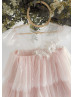 Cap Sleeves Lace Tulle Slit Back Cupcake Flower Girl Dress